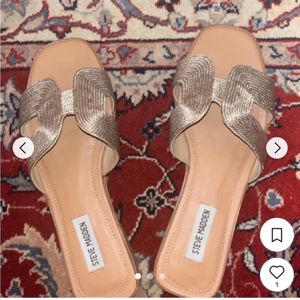 Steve Madden Silver Metallic Woven Slides
